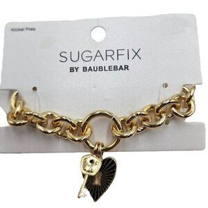 Sugarfix By Baublebar Gold Tone Heart Key Charm Link Bracelet NWT